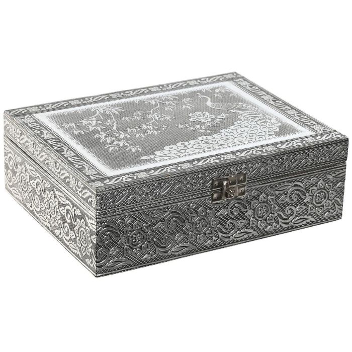 DKD Home Decor Joyero Indio Pavo Real Madera Aluminio Plateado Verde 17.5x7.6x22.5cm DKD Home Decor Joyero Indio Pavo Real Madera Aluminio Plateado Verde 17.5x7.6x22.5cm
