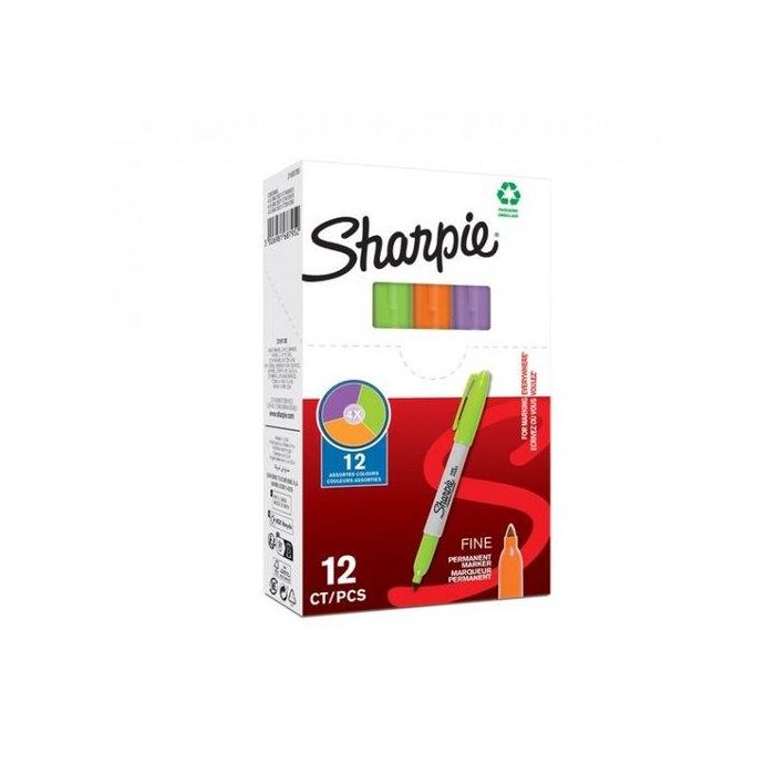 Sharpie Marcador Permanente Punta Fina Tonos Surtidos Lima, Naranja, Boysenberry (12 Unidades) (12 Unidades)