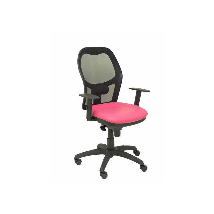 Silla Piqueras Y Crespo Jorquera Brazos Regulables Mecanismo Sincro Con Regulador De Tension Respaldo De Malla Negra Y Asiento Tapizado Similpiel Rosa