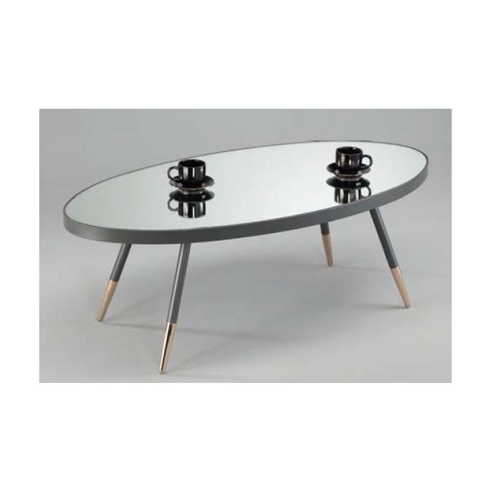 DKD Home Decor Mesa de Centro Urban con Tapa de Espejo y Estructura de Acero - Acabado Dorado y Negro - Medidas 110x50x41.5 cm