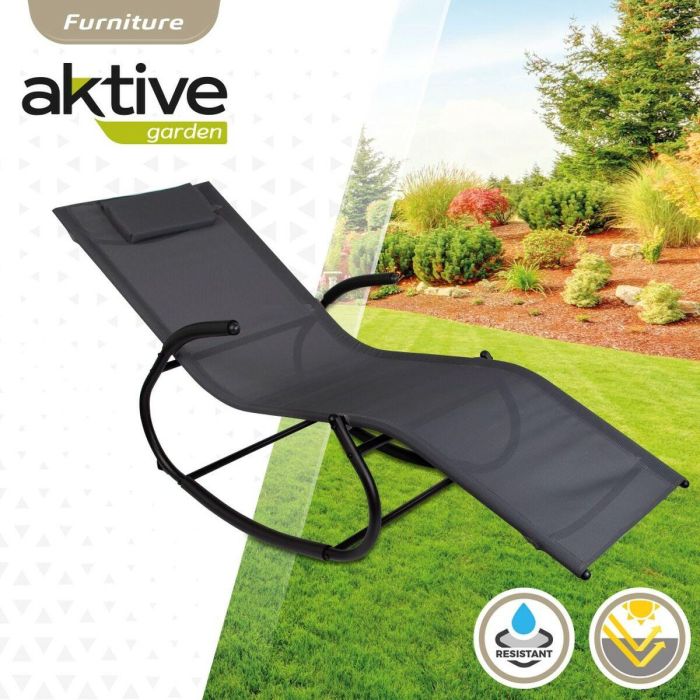 Tumbona Aktive 172 x 75 x 53 cm Negro 3 Tumbona Aktive 172 x 75 x 53 cm Negro 3