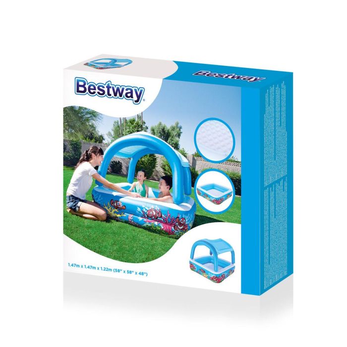 Bestway Piscina Hinchable Infantil Techo Desmontable 140x140x114 cm +2 Años Jardin 52192 8