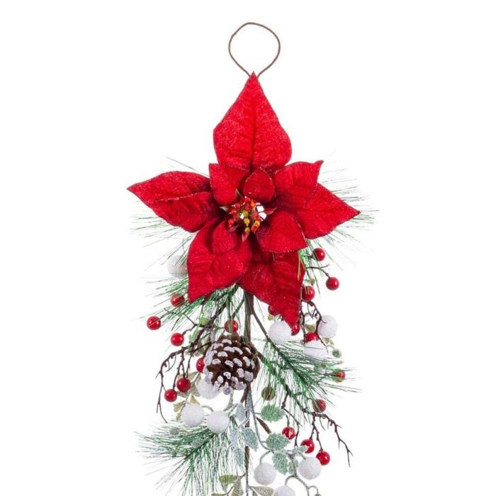 Colgador para Puertas Navidad Rojo Multicolor Plástico Tejido Piñas 60 cm 1