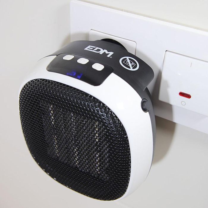 Edm Mini calefactor cerámico 700W con pantalla LED, programador 12h, función ventilador - 12,4x13,5x10,8cm 6 Edm Mini calefactor cerámico 700W con pantalla LED, programador 12h, función ventilador - 12,4x13,5x10,8cm 6