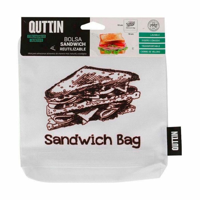 Bolsa Reutilizable para Alimentos Quttin Sándwich 18 x 18 x 2 cm (24 Unidades) 1