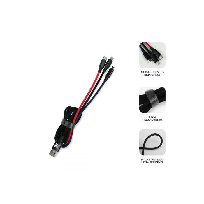 Cable Micro USB Subblim Premium 3in1 Azul Negro Rojo 1 m (1 unidad) 1