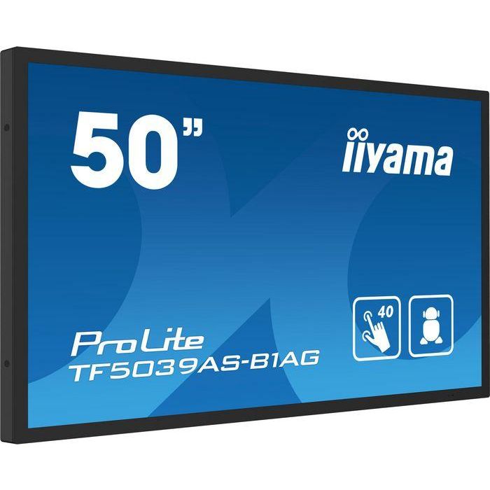 Monitor Iiyama 50" Pcap Ag Bezel Free 40-Points, 1920X1080, Andr. 11,4Gb, 32Gb, Ips, 24/7, 2Xhdmi, Dp, 435Cdm2 , Landsc-Portr-Face-Up Mode, Lan, Rs232, Vesa 200X200Mm (TF5039AS-B1AG) 1 Monitor Iiyama 50" Pcap Ag Bezel Free 40-Points, 1920X1080, Andr. 11,4Gb, 32Gb, Ips, 24/7, 2Xhdmi, Dp, 435Cdm2 , Landsc-Portr-Face-Up Mode, Lan, Rs232, Vesa 200X200Mm (TF5039AS-B1AG) 1