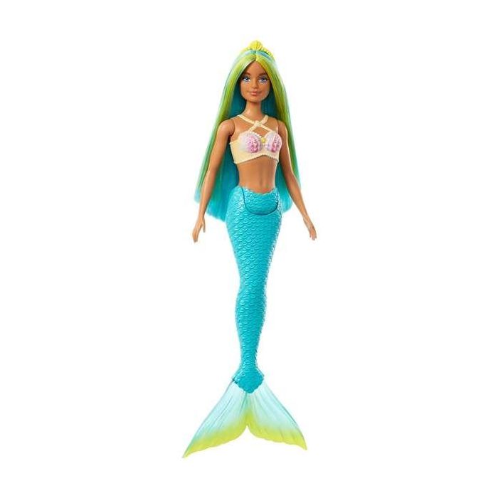 Muñeca barbie sirena con cola rígida. con diadema,corpiño de conchas y cola de colores - modelos surtidos 4