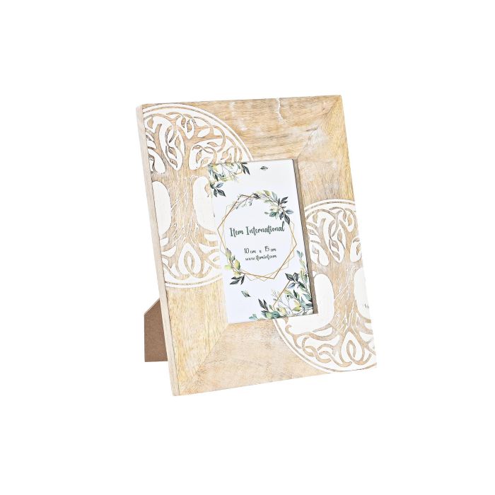 DKD Home Decor Marco de Fotos 10x15 cm Indio Hamsa Árbol de la Vida Decapado Madera Mango y Cristal Marrón Blanco 20x2x25.5 cm 0 DKD Home Decor Marco de Fotos 10x15 cm Indio Hamsa Árbol de la Vida Decapado Madera Mango y Cristal Marrón Blanco 20x2x25.5 cm 0