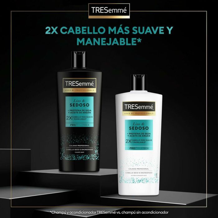Tresemmé Liso&Sedoso Champú con Proteínas de Seda y Aceite de Argán 685ml, Cabello Seco y Encrespado, Suave y Manejable 3 Tresemmé Liso&Sedoso Champú con Proteínas de Seda y Aceite de Argán 685ml, Cabello Seco y Encrespado, Suave y Manejable 3