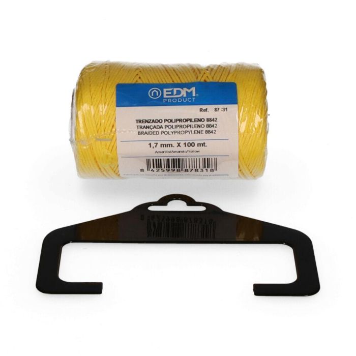 Edm Cordón trenzado polipropileno 8842 amarillo, 1,7 mm x 100 m, para albañilería, agricultura, bricolaje 0 Edm Cordón trenzado polipropileno 8842 amarillo, 1,7 mm x 100 m, para albañilería, agricultura, bricolaje 0