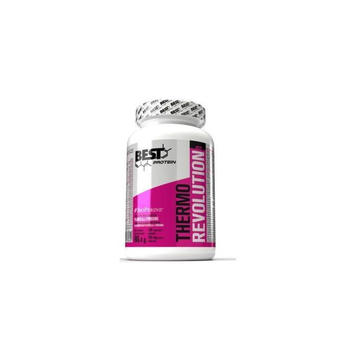 BEST PROTEIN Thermo Revolution 120 Cápsulas con Garcinia Cambogia, Guaraná, Té Verde y Alga Kelp para Control de Peso