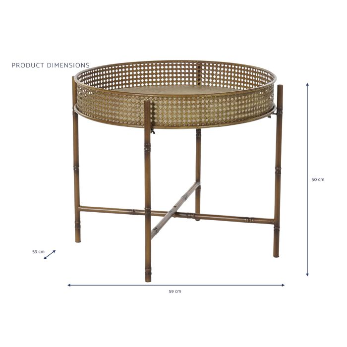 DKD Home Decor Mesita Auxiliar de Metal estilo Balines en Color Natural 59 cm Ancho x 59 cm Profundidad x 50 cm Alto 4