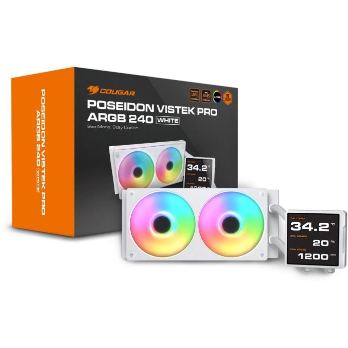 K COUGAR CPU Wasserkühlung Poseidon Vistek Pro 240,ARGB,Weiß 4 K COUGAR CPU Wasserkühlung Poseidon Vistek Pro 240,ARGB,Weiß 4