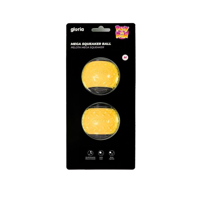 Gloria Play And Run Pelota Mega Squeaker para Perro, Tamaño M (6.35 cm), Amarilla/Gris, Pack 2 Unidades Gloria Play And Run Pelota Mega Squeaker para Perro, Tamaño M (6.35 cm), Amarilla/Gris, Pack 2 Unidades