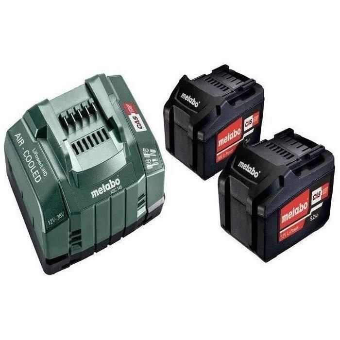 Metabo Paquete de Energía con 2 Baterías 5.2 Ah y Cargador ASC 30-36 Metabo Paquete de Energía con 2 Baterías 5.2 Ah y Cargador ASC 30-36