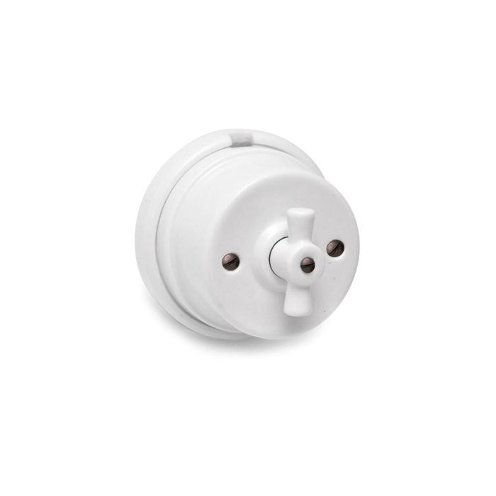 Edm Conmutador lazo porcelana superficie serie vintage 10A 250V Ø80mm blanco