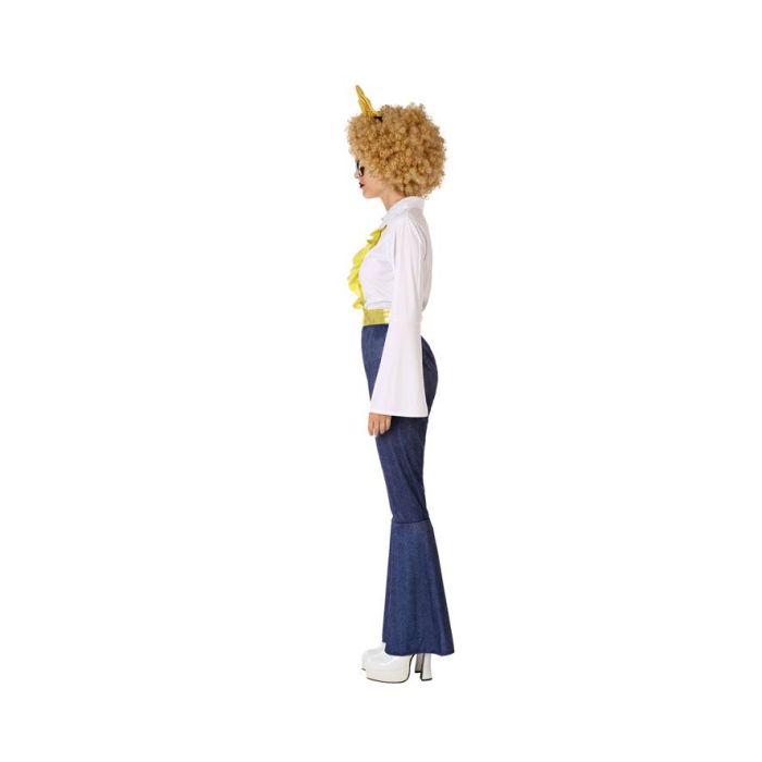 Disfraz Disco Años 70 para Mujer Adulto Multicolor con Camisa, Pantalón Pata Elefante y Cinturón Dorado XS-S 1 Disfraz Disco Años 70 para Mujer Adulto Multicolor con Camisa, Pantalón Pata Elefante y Cinturón Dorado XS-S 1