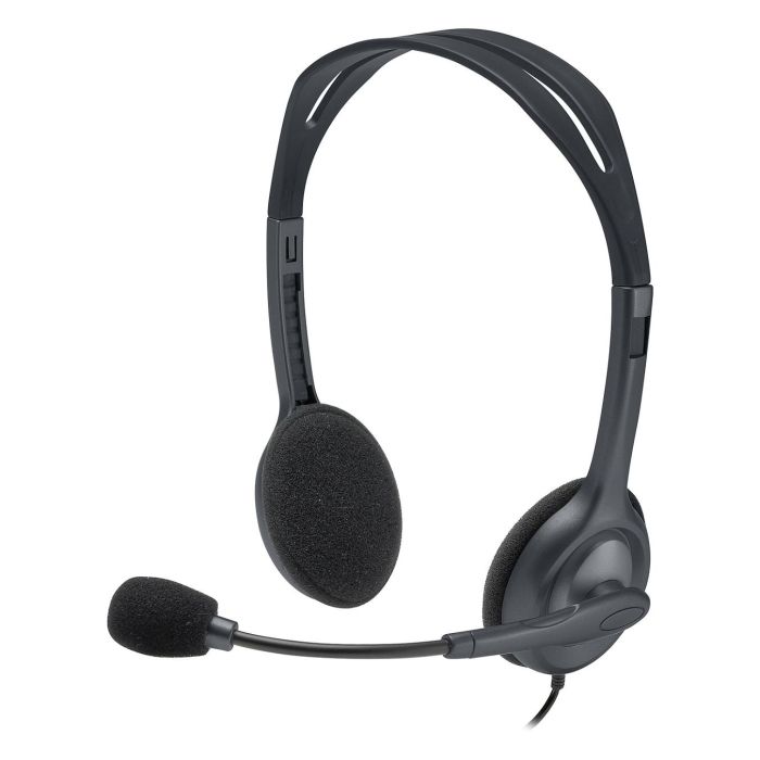Logitech H111 Auriculares Estéreo con Micrófono Giratorio, Conexión Jack 3.5mm para PC, Móvil y Tablet