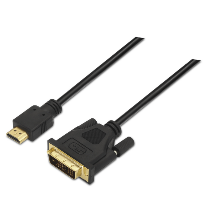Aisens Cable DVI a HDMI 1.8M - DVI 18+1 Macho a HDMI A Macho, Blindado en Oro 24K, Full-HD 1080p