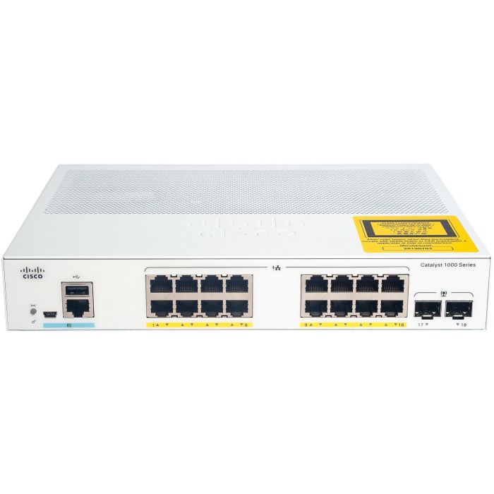Cisco C1000-16T-2G-L Catalyst Switch Gestionado L2 Gigabit Ethernet 16 Puertos RJ-45 + 2 Ranuras SFP 1 Cisco C1000-16T-2G-L Catalyst Switch Gestionado L2 Gigabit Ethernet 16 Puertos RJ-45 + 2 Ranuras SFP 1