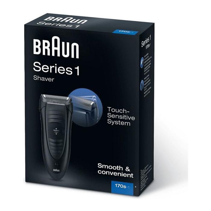 Braun Series 1 170 - Máquina de afeitar de láminas eléctrica, negro, lavable, a prueba de agua, con recortadora de precisión 5