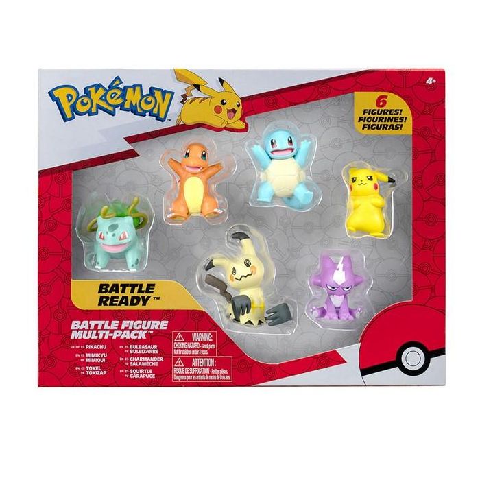Jazwares Figuras Pokemon Multipack 6 con Pikachu, Squirtle, Charmander, Bulbasaur, Mimikyu y Toxel de Kanto 1