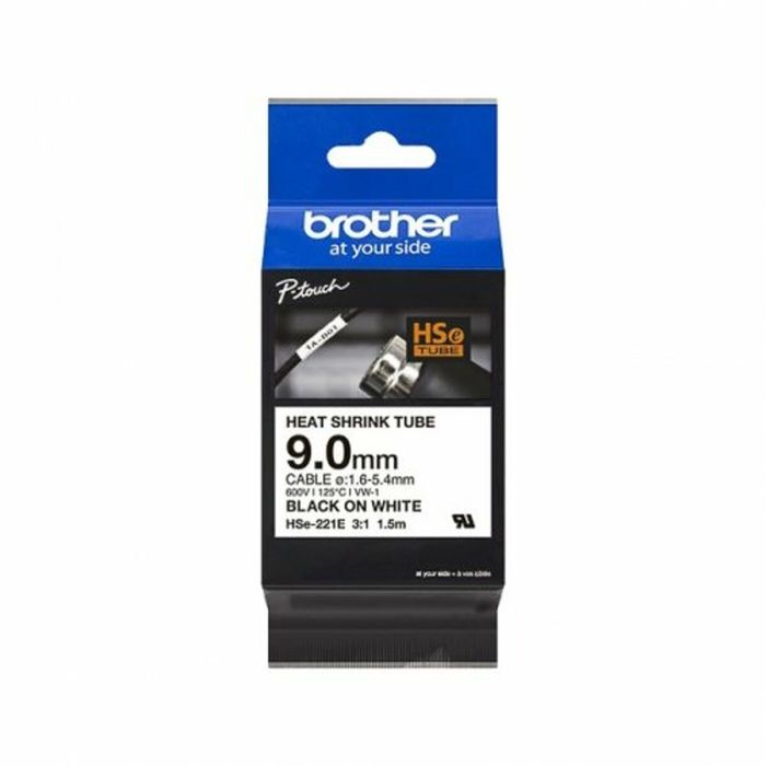 Cinta Brother HSE221E 9 mm 1,5 m Negro/Blanco 1