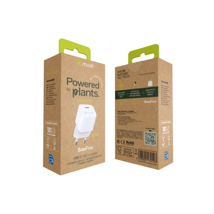 Cargador de Pared Muvit For Change MCACC0047/ 1xUSB Tipo-C/ 30W 2