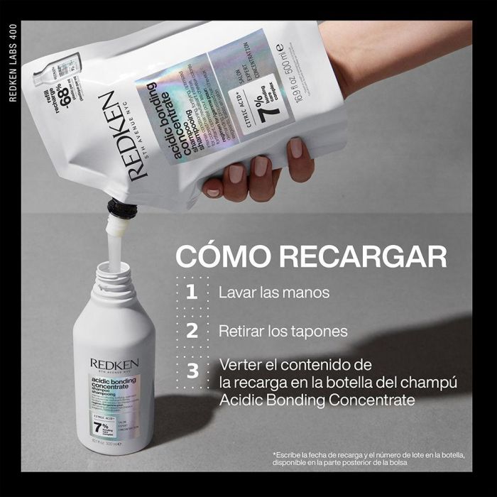 Redken Acidic Bonding Concentrate Champú Profesional Sin Sulfatos Para Cabello Dañado Recarga 3