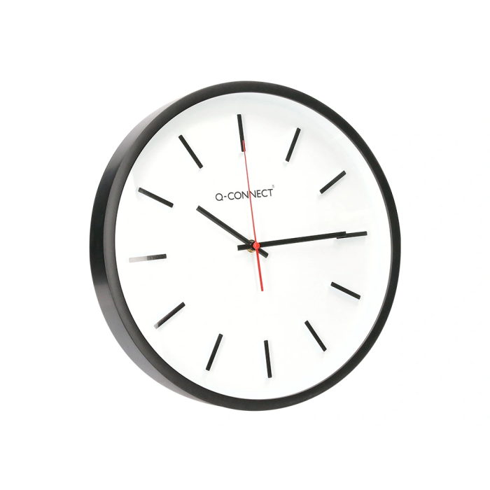 Q-connect Reloj de Pared Redondo de Plástico Negro 34,4 cm Movimiento Silencioso 3