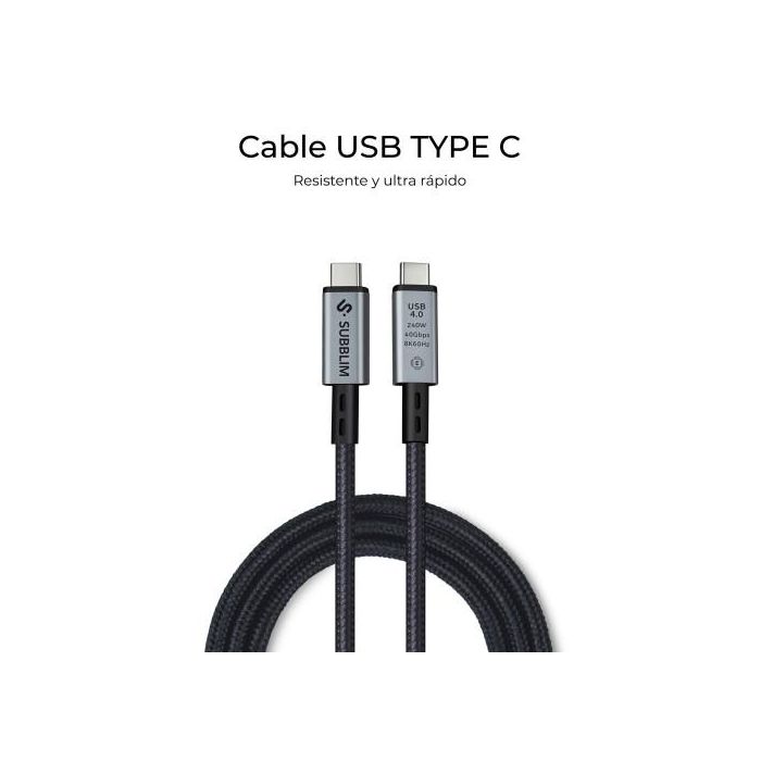 Cable USB-C a USB-C Subblim SUBCAB-C24010 1,5 m Negro 3 Cable USB-C a USB-C Subblim SUBCAB-C24010 1,5 m Negro 3