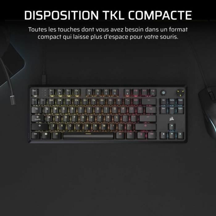 Teclado para juegos - CORSAIR - K70 Core TKL - RGB - Conmutadores MLX Red v2 - Con cable 3