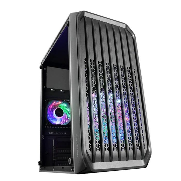 Mars Gaming MC-S2 Caja PC Gaming Compacta Micro-ATX/Mini-ITX con 2 Ventiladores FRGB, Soporte Líquida 240mm y Ventana Lateral