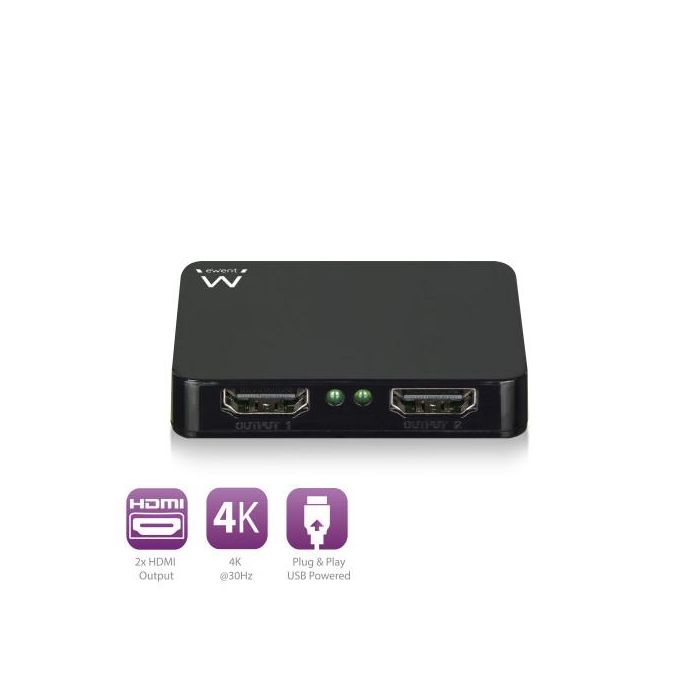 Ewent Divisor 4K HDMI 1x2 EW3720 - Compatible con 3D, 3840x2160 a 30Hz, HDCP 1.4, Plug and Play 1