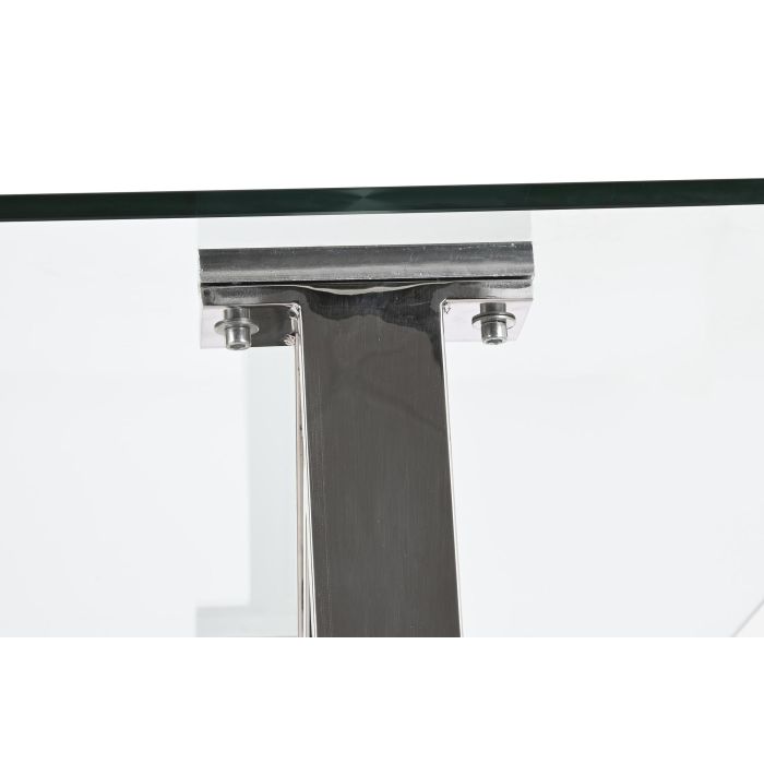 DKD Home Decor Mesa de Comedor Moderna Plateada Transparente Acero y Cristal 180 x 90 x 75 cm 5