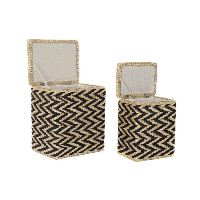 Cesta Ropa Colonial DKD Home Decor Negro Natural 32 x 50.5 x 43 cm Set de 2 2 Cesta Ropa Colonial DKD Home Decor Negro Natural 32 x 50.5 x 43 cm Set de 2 2