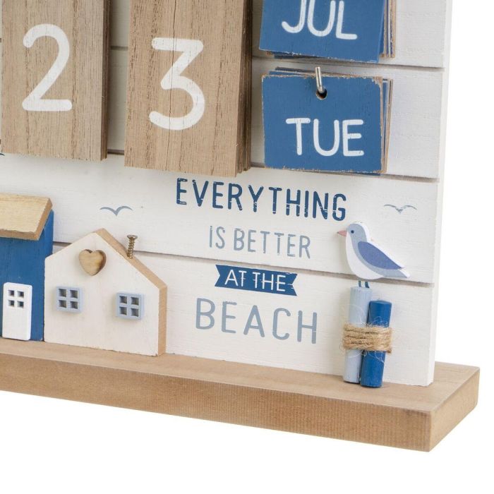 Calendario de Sobremesa Azul Blanco Natural Madera MDF 22 x 7 x 22 cm 1