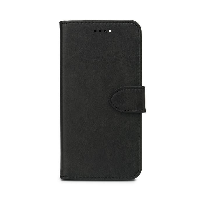 eSTUFF Funda Billetera PU WALES para iPhone 12, Negra con Ranuras para Tarjetas y Soporte