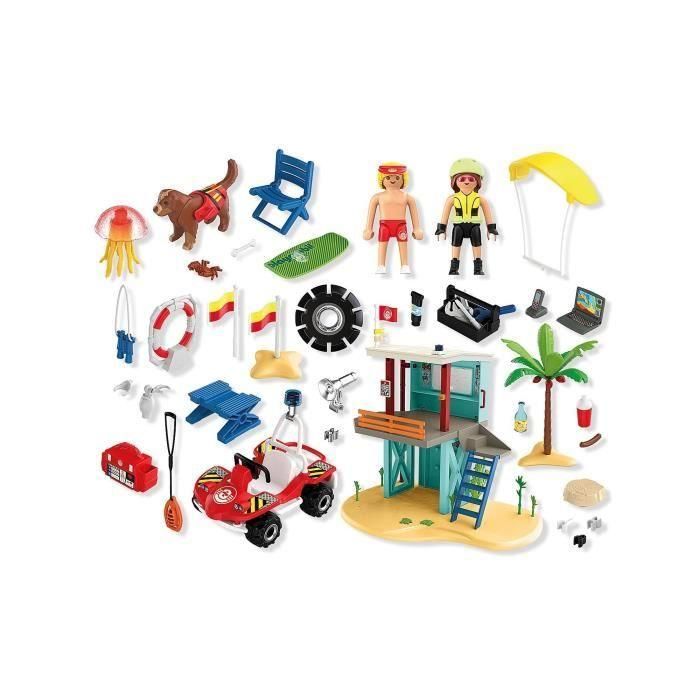 PLAYMOBIL 71903 Torre de Vigilancia con Coche de Playa y Perro de Rescate – Set de Juguete con Buggy para Niños 5