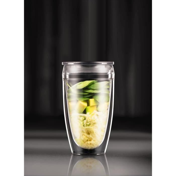 Juego de 2 vasos BODUM - Pavina To Go - Plástico de doble pared - Tapa hermética - 40 cl - Transparente 1 Juego de 2 vasos BODUM - Pavina To Go - Plástico de doble pared - Tapa hermética - 40 cl - Transparente 1