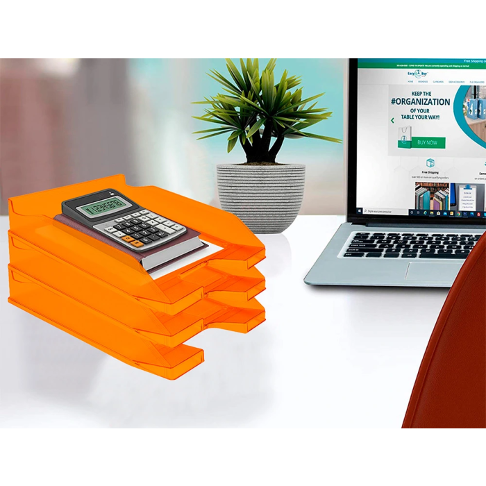 Q-connect Bandeja sobremesa plástico naranja transparente 240x70x340 mm 5