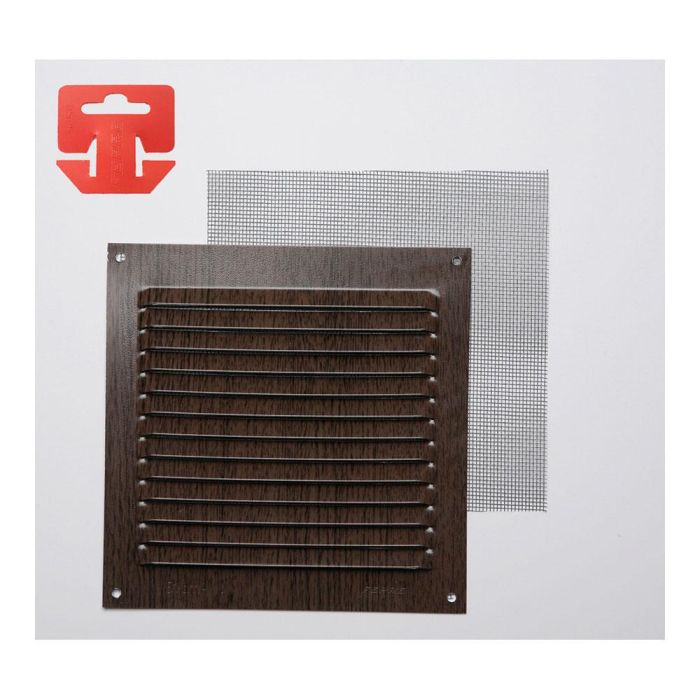 Fepre Rejilla con mosquitera aluminio imitación wenge 150x150mm, ventilación profesional y doméstica Fepre Rejilla con mosquitera aluminio imitación wenge 150x150mm, ventilación profesional y doméstica