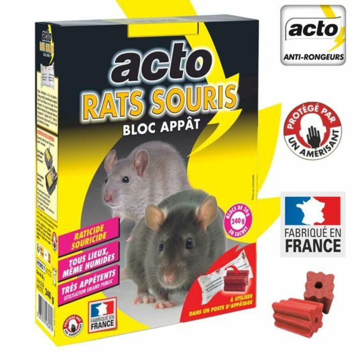 Cebo para ratas y ratones - ACTO - 12 bloques de 20 g - Muy atractivo - Control eficaz de roedores - Peso total 240 g 5 Cebo para ratas y ratones - ACTO - 12 bloques de 20 g - Muy atractivo - Control eficaz de roedores - Peso total 240 g 5