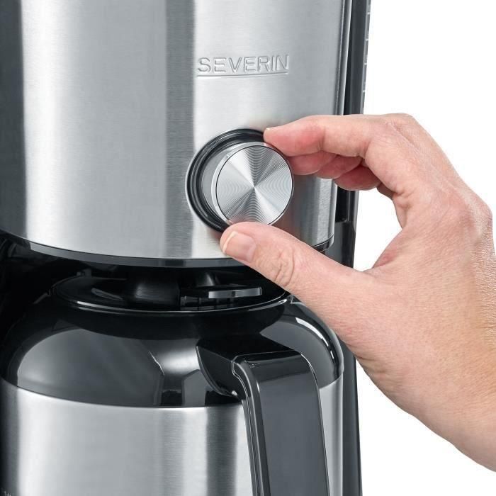 SEVERIN KA4845 Cafetera con filtro isotérmico TypeSwitch, Selector de aroma, 8 tazas, Capacidad: 1 L, Potencia: 1000 W, Acero inoxidable / Negro 1