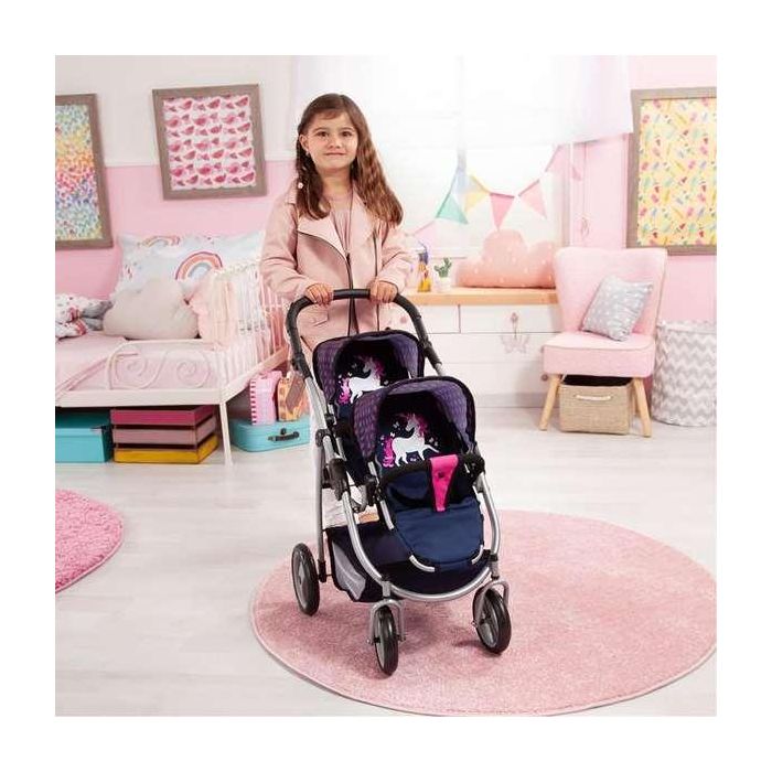 Coche de muñeca paseo gemelar azul marino 73x63x46 cm 5 Coche de muñeca paseo gemelar azul marino 73x63x46 cm 5