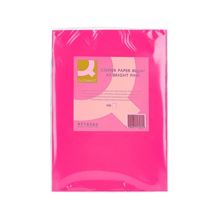 Papel Color Q-Connect Din A4 80 gr Rosa Intenso Paquete De 500 Hojas 1