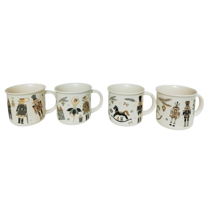 DKD Home Decor Taza de Porcelana Navidad Fantasía Cascanueces 365ml Apta Microondas y Lavavajillas Pack 12 Unidades Multicolor Surtido Aleatorio