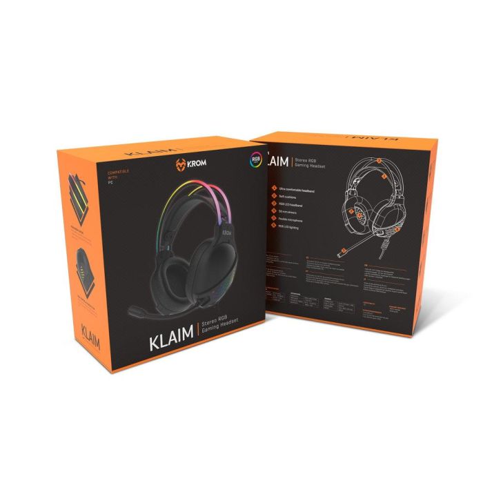 Auriculares Gaming con Micrófono Krom Klaim/ Jack 3.5/ USB 2.0/ Negros 5 Auriculares Gaming con Micrófono Krom Klaim/ Jack 3.5/ USB 2.0/ Negros 5