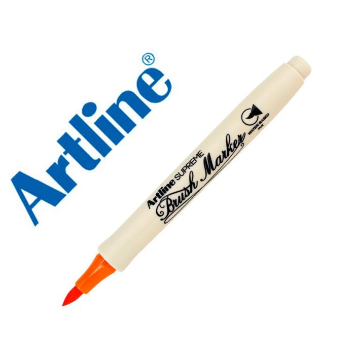 Rotulador Artline Supreme Brush Epfs Pintura Base De Agua Punta Tipo Pincel Trazo Fino Naranja 12 unidades